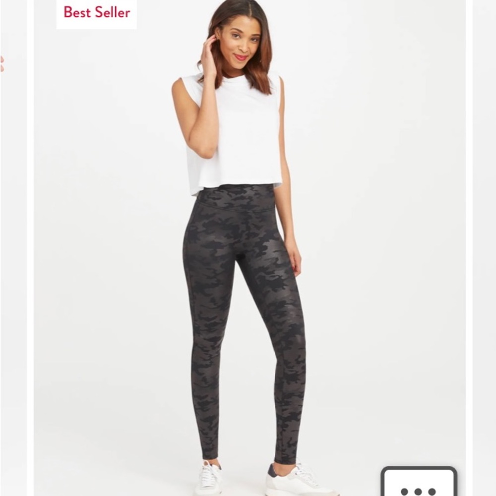 SPANX Faux Leather Camo Leggings